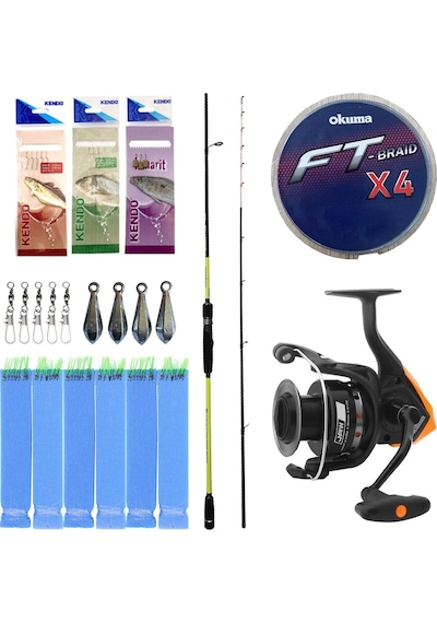 Yek Outdoor Hazır Tekne Oltası Seti Okuma Orata Tekne Kamışı 202cm 150-200gr 2 Parça Olta Kamışı&okuma Revenger 65 Fd Olta Makinesi