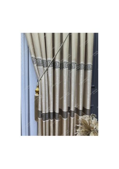 Pano Fon Perde Amasra Elegans Seri Koyu Krem Gold Blackout Karartma Tek Kanat Koyu Krem