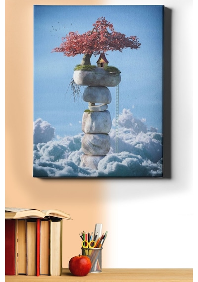 Webstyle Sayılarla Boyama Seti Kasnaklı Taşların Üstünde Ev 50 X 65 Cm