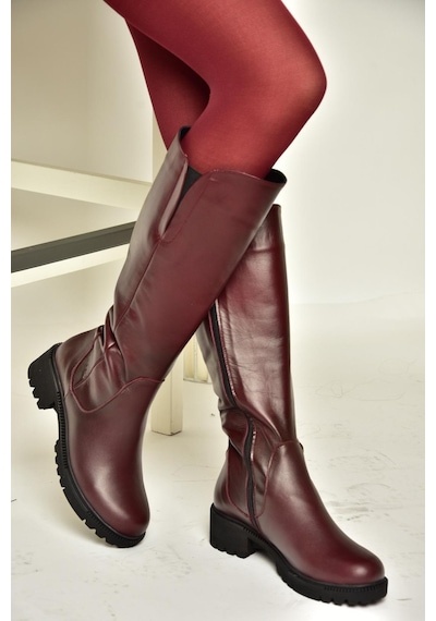 Fox Shoes N654226103 Bordo Hakiki Deri Günlük Kadın Çizme Bordo-hakiki Deri Bordo