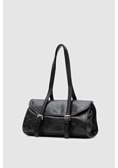 Calvino Vintage Baget Çanta Siyah Siyah