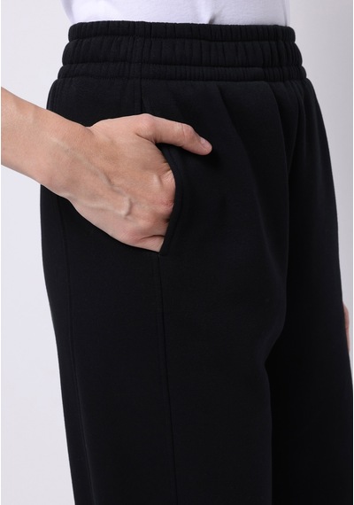 Colins Regular Fit Orta Bel Düz Kadın Siyah Eşofman Altı Cl1076081 Q1.v2 Blk Siyah