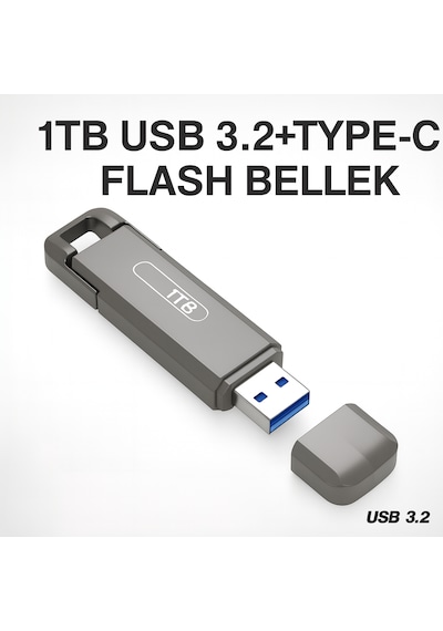 1 Tb Flash Bellek Usb 3.2 Type-c Yazma Hızı,darbeye Dayanıklı Anti Manyetik Gümüş