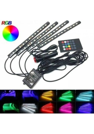 Ayak Altı Aydınlatma Led Araç Içi Sese Duyarlı Rgb Led Kumandalı
