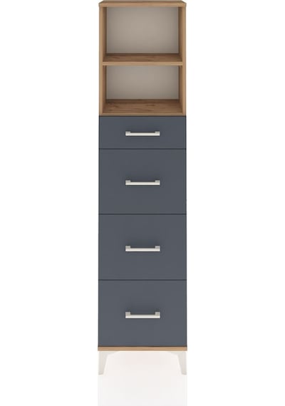 Arges Dolap 2 Raflı 4 Çekmeceli 44x30x182 Çam-antrasit Atlas Çam