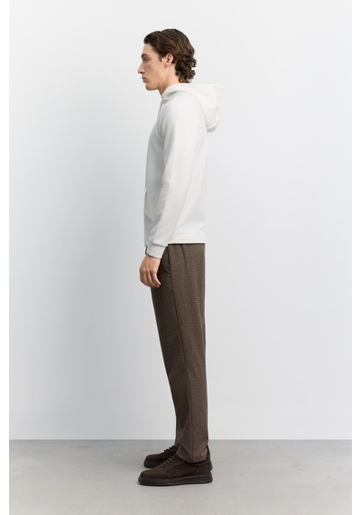 Avva Erkek Ekru Kapüşonlu Kolay Ütülenebilir İnterlok Regular Fit Sweatshirt B001034