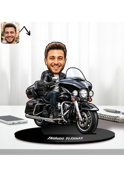 Bk Gift Kişiye Özel Motorcu Erkek Tasarımlı Karikatür Biblo