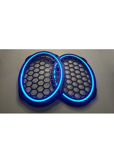 Hoparlör Kapağı Oval 20 Cm Ledli 2'li Takım - Mavi