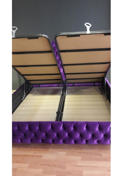 Nivabaza Çift Kişilik Sandıklı Baza Başlık Chester Purple Tüm Renklerde