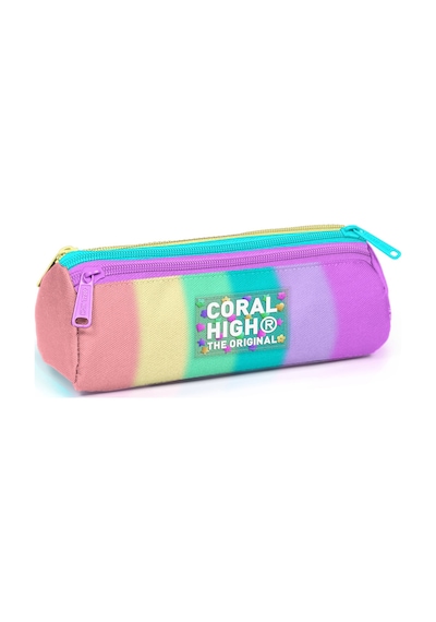 Coral High Renkli Çizgili Üç Bölmeli Kalem Çantası 11159 Sarı