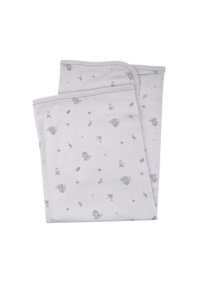 Unisex Gri Koala Desenli Organik Penye Battaniye Çok Renkli