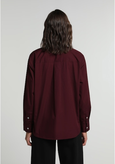 Colin's Colins Boyfriend Fit Shirt Neck Düz Kadın Bordo Uzun Kol Gömlek Cl1081481 Q1.v1 Bur