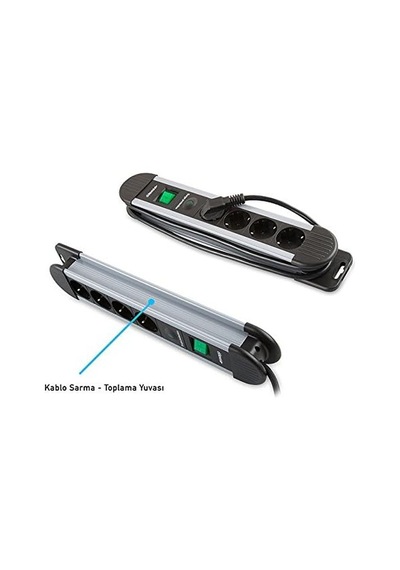 Ayrex Spgks03 1.5m 3g1.5mm2 900 Joule 3lü Akım Kor. Gri Priz Çoklayıcı Genel