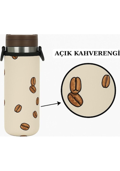 Travel Mug 0.47 Lt. İle Uyumlu Omuz Askılı Termos Kılıfı Açık Kahverengi