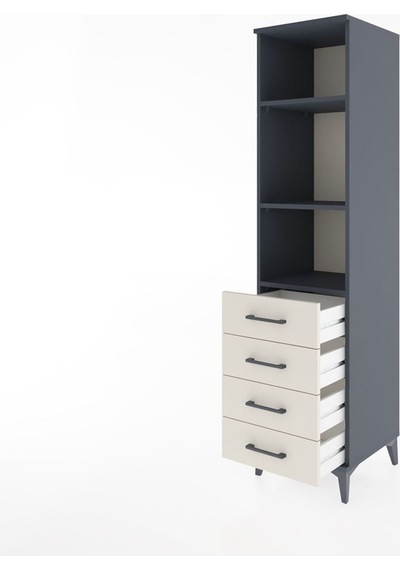 Hyperion Dolap 3 Raflı 4 Çekmeceli 44x44x182 Antrasit-aytaşı Antrasit