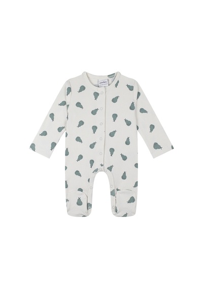 Antebies Organik Gri Yeşil Çıtçıtlı Uzun Kollu Bebek Patikli Tulum Çok Renkli