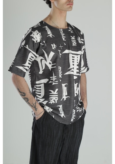 Cocopelli Chinese Detaylı Pamuk T-shirt Coc2322 Çok Renkli