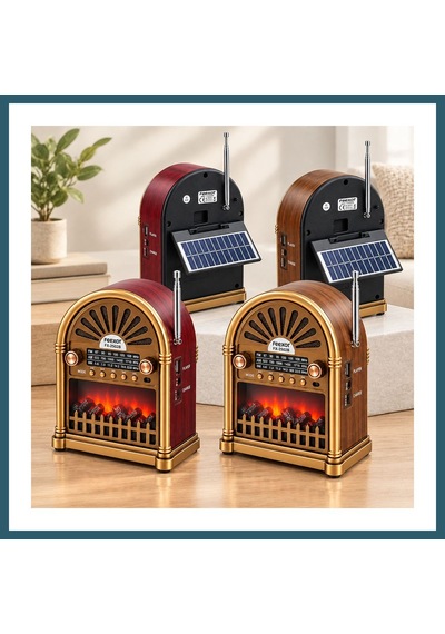 Bezos Solar Şarjlı Retro Bluetooth Radyo Hoparlör - Am/fm/sw, Usb/type-c Ob