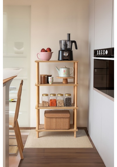 Concept 3 Raflı Organizer Balkon Banyo Kitaplık Mutfak Dolabı Ofis Düzenleyici Ahşap Nature