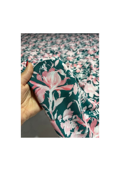 Maroken Kumaş En 145 Cm Kırışmaz Dökümlü Elbiselik Tunik Pantolonluk Kumaş M102 Pembe-yeşil