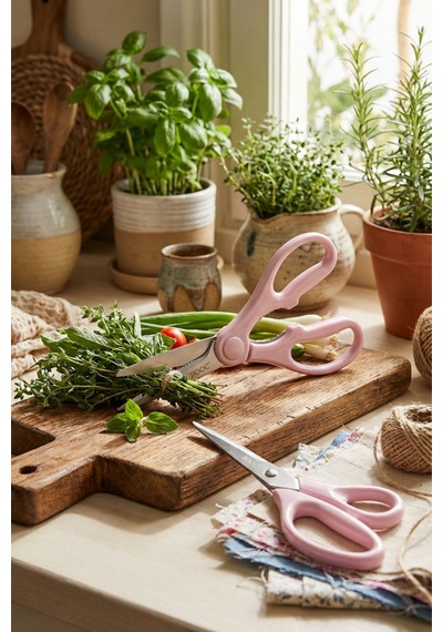 Makri Home 2'li Çok Amaçlı Makas Seti Büyük Boy Pembe, 23 Cm