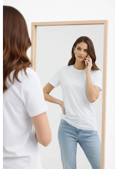 Alfanora Kadın Bisiklet Yaka Tişört Regular Kalıp Basic Pamuklu Günlük Kullanım T-shirt - Beyaz Beyaz