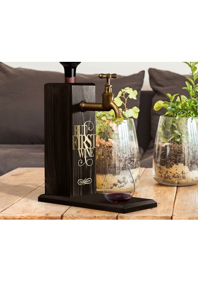 Bk Gift Aynalı Altın Kabartma Musluklu Doğal Siyah Ebony Ahşap Şarap Standı, Home Bar, İçecek Dispenseri, Ahşap İçecek Çeşmesi-11