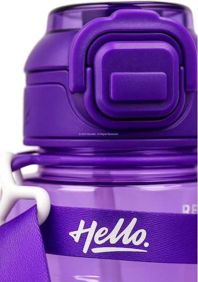 Hello Pipetli Suluk 800 Ml Renkli Askılı Su Şişesi Çocuk Ve Yetişkin Okul Seyahat İçin Gıda Sınıfı Plastik Sızdırmaz Matara Mor