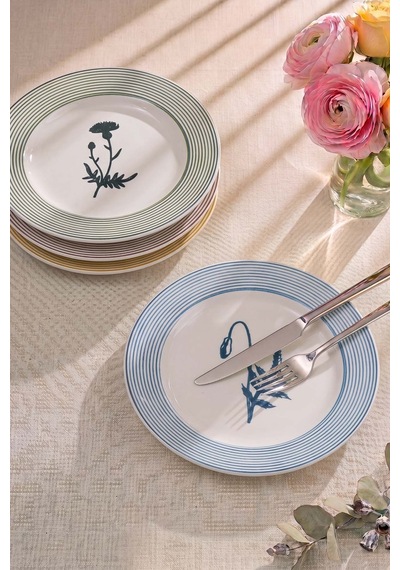 Floral Essence Assos 4'lü Pasta & Sunum Tabağı 22 Cm Çok Renkli