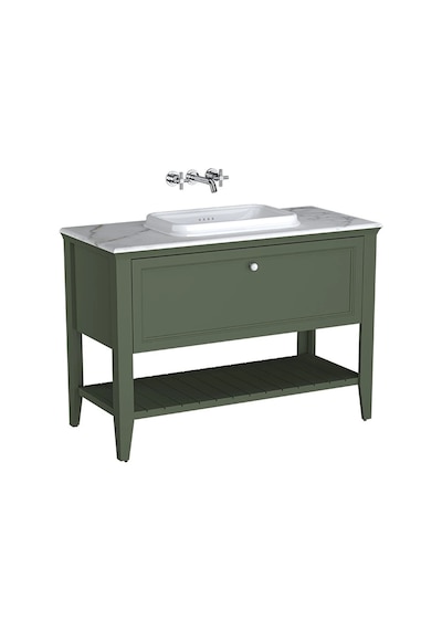 65822 VitrA Valarte Neo Tek Çekmeceli Tezgah Üstü Lavabo Dolabı, 120 Cm, Retro Yeşil Mermer Tezgah Ve Lavabo Dahil Diğer