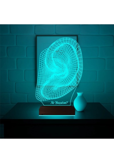 Luvivia Kulak İşitme Tasarım Kişiye Özel 3d Lamba - Masa Gece Lambası Şeffaf