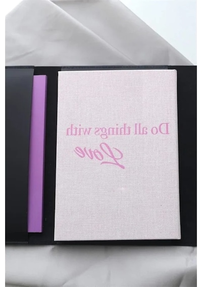 Pembe Keten Kapaklı Planlayıcı Ajanda - 15x21 Cm Açık Gri
