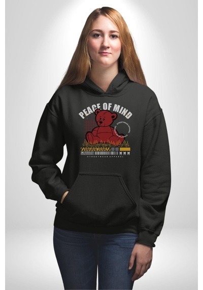 İç Huzur Kadın Erkek Siyah Kapüşonlu Sweatshirt Hoodie Siyah