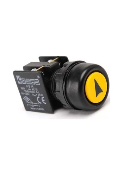 Emas Kb14rso Kb Serisi Plastik 1no+1nc Yaylı Etanj Sarı Ok İşareti Baskılı 22 Mm Buton