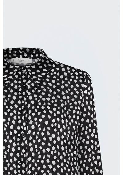 Sateen Desenli Gömlek - Siyah-138014