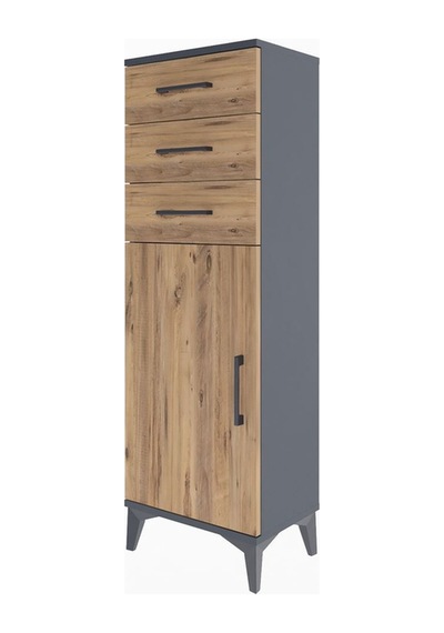 Arges Dolap 2 Raflı 2 Çekmeceli Tek Kapaklı 44x30x134 Aytaşı-çam Antrasit