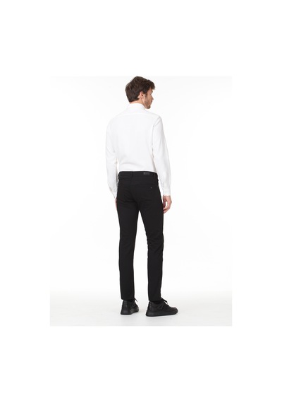 Ramsey Siyah Dokuma Slim Fit Casual Pamuk Karışımlı Pantolon