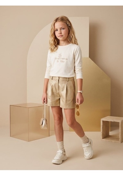 Zekids Kız Çocuk Ekru Kelebek Ve Yazı Baskılı Uzun Kollu T-shirt-17449 Krem