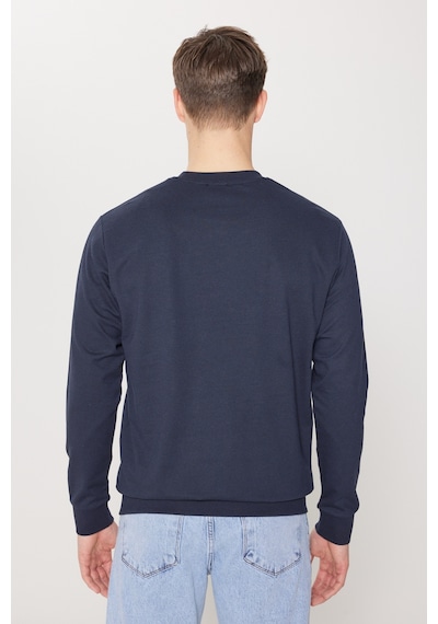 AC&Co / Altınyıldız Classics Standart Fit Normal Kesim Pamuk Bisiklet Yaka Erkek Sweatshirt Lacivert