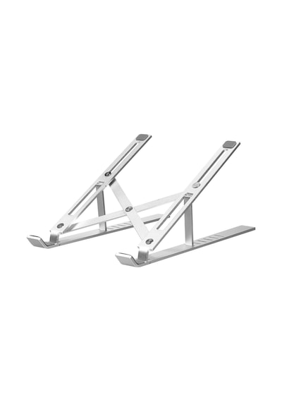 6 Seviyeli Ayarlanabilir Laptop Standı Taşınabilir Katlanabilir Alüminyum Alaşım Laptop Braketi Kaymaz Laptop Tablet Tutucu Gümüş