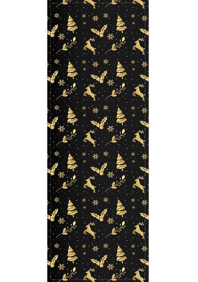 Siyah Christmas Desenli Premium Masa Örtüsü Runner Rnr545n11