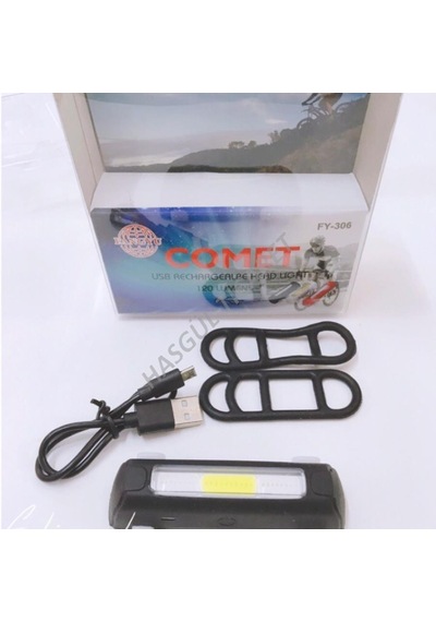 Hsgl Bisiklet Comet Usb 120 Lümen Güçlü Fonksiyonlu Far Mavi - Beyaz