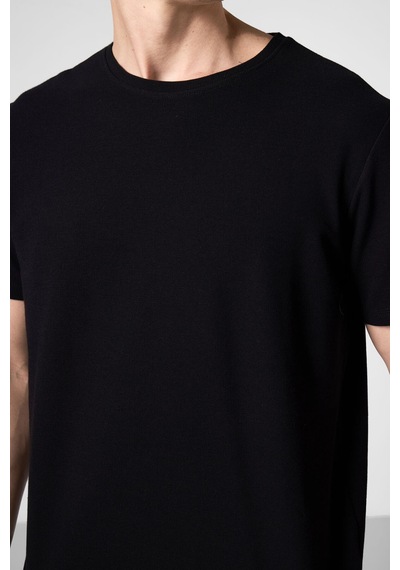 Tommy Life Siyah Yüzeyi Dokulu Rahat Form Basic Erkek T-shirt - 88436 Siyah