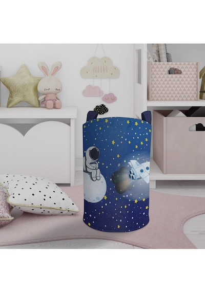 Mekta Home Bebek Ve Çocuk Odası Astronot Ve Spacex Desenli Oyuncak Sepeti Renkli Çok Renkli