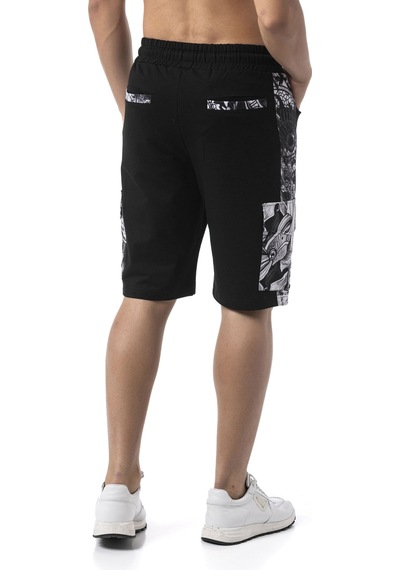 Cipo & Baxx Ck298 Men S Side-print Urban Rebel Denim Capri Siyah