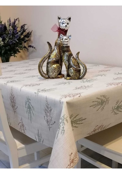Elyaflı Pvc Muşamba - Desenli Silinebilir Masa Örtüsü 02mrl146a Krem