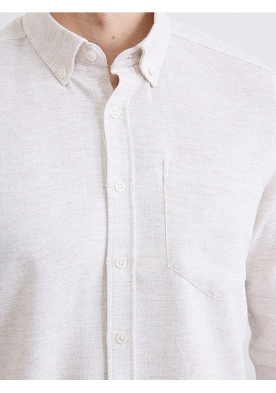 Lcwaıkıkı Classic Bej Regular Fit Armürlü Erkek Gömlek