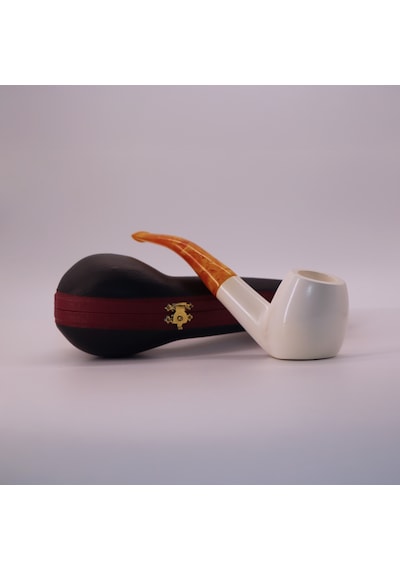El Oyması Lületaşı Pipo Klasik Billiard Model Blok Taş,9mm Filtre Uyumlu Akrilik Ağızlıklı Koleksiyonluk