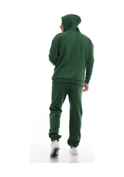 Polostate Erkek Kapüşonlu Kanguru Cepli Sweatshirt Koyu Yeşil