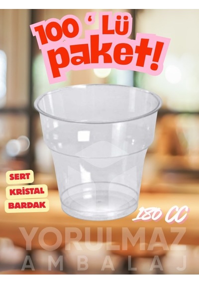180 Cc Sert Kristal Plastik Bardak 100 Lü Dayanıklı, Şeffaf Ve Şık Sunum Diğer